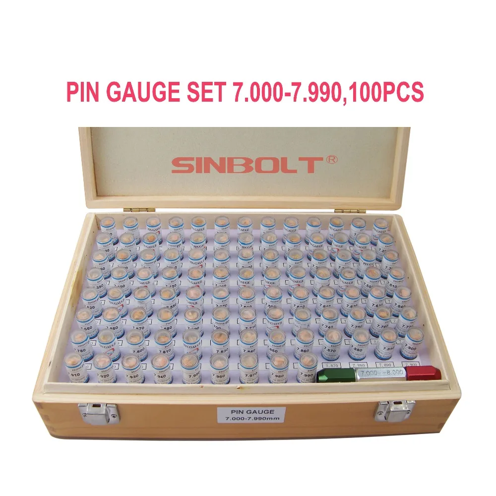 Sinbolt plug Gauge/Metric Pin gauge Set,7.000mm 7.990mm,100pcs+Pin