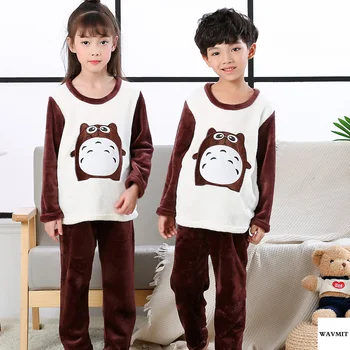 

Hot Winter Children Fleece Pajamas Warm Flannel Sleepwear Girls Loungewear Coral Fleece Kids Pijamas Homewear Winter Pyjama Set