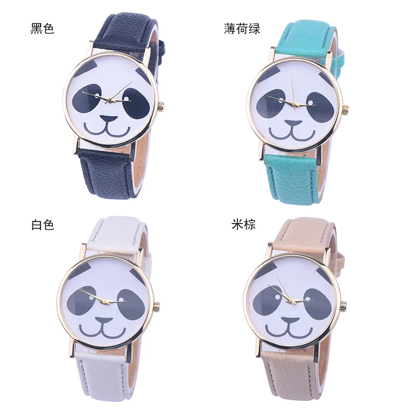 

100pcs/lot,New Arrival Leather Strap Watch Women Panda Watch Roman Numerals Geneva Watches Quartz Watch Relogio