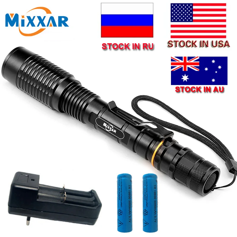 ZK20 T6 светодиодный фонарик 8000LM 5 режим torch light подходит 2 х 5000 mAh батареи