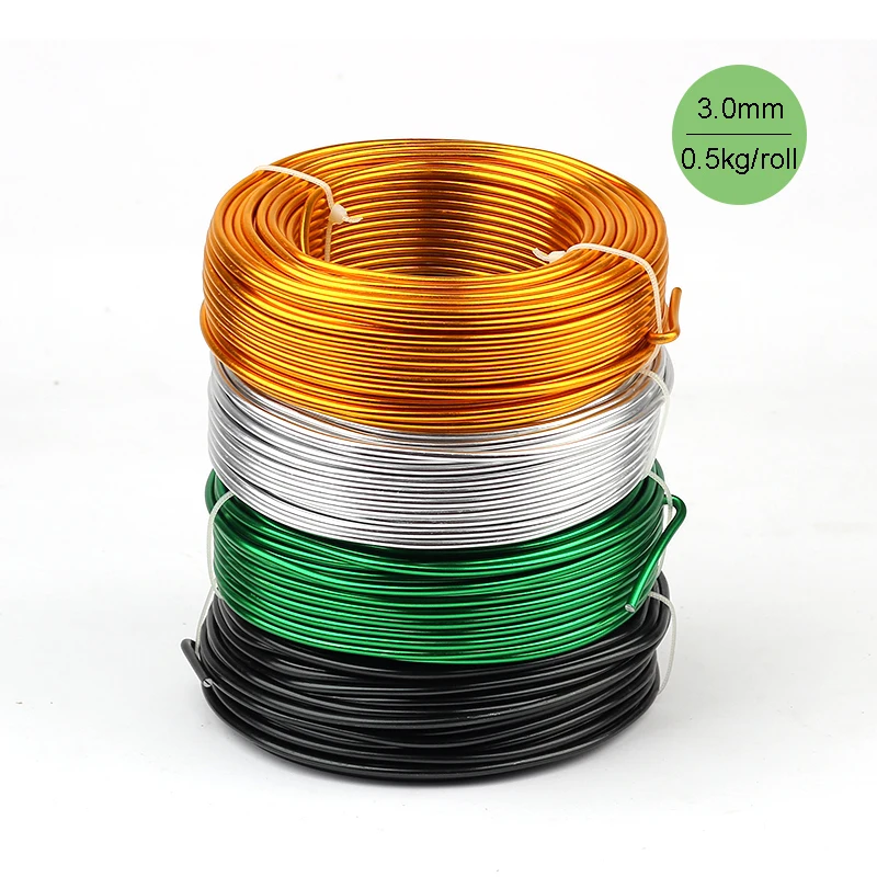 Wholesale 0.5kg Anodized Artistic Aluminum Craft Wire 3.0mm 9 Gauge 25m