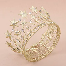 Nupcial de la boda de dama de Honor Estrella Mujeres Niñas Chapado En Oro de Cristal Corona de La Tiara Diadema