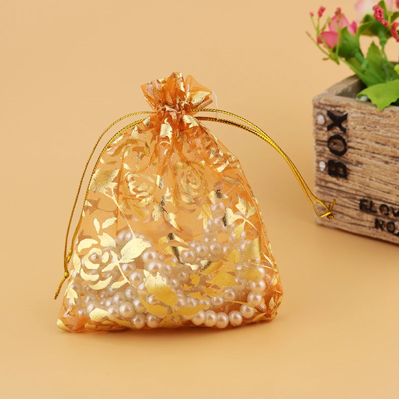 

Wholesale 200pcs/lot,Drawable Orange Large Organza Bags 17x23cm, Favor Wedding Gift Packing Bags,Packaging Jewelry Pouches