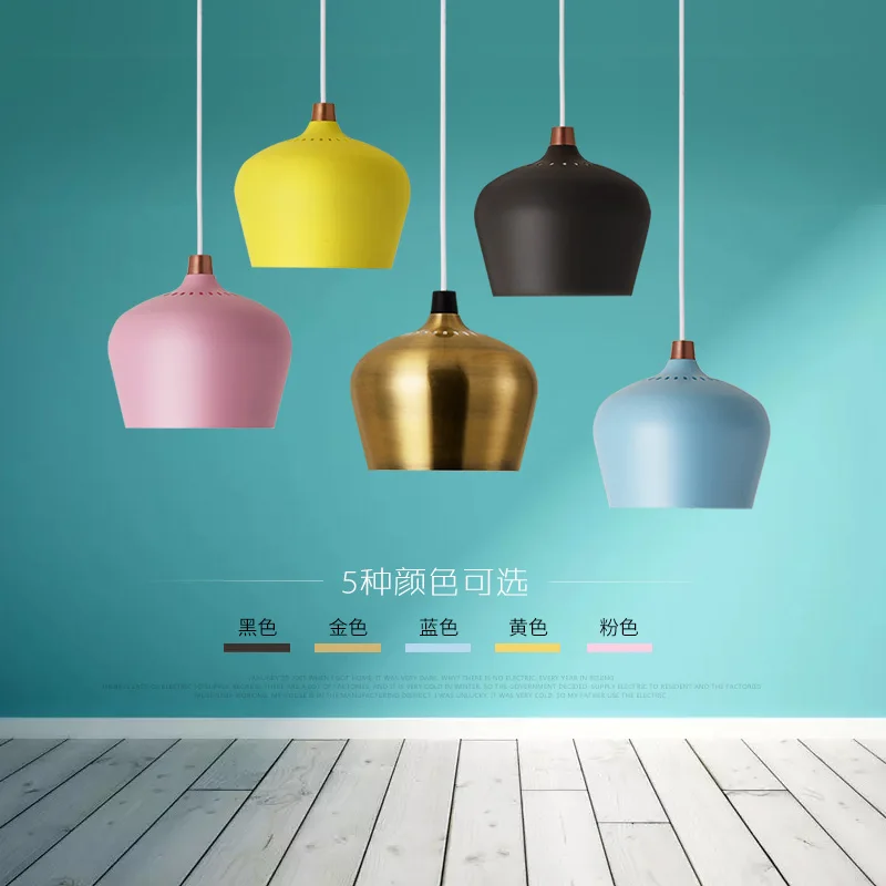 

Nordic style bedside chandelier single head Cafe Restaurant light post modern minimalist bar color aluminum pendant lamp