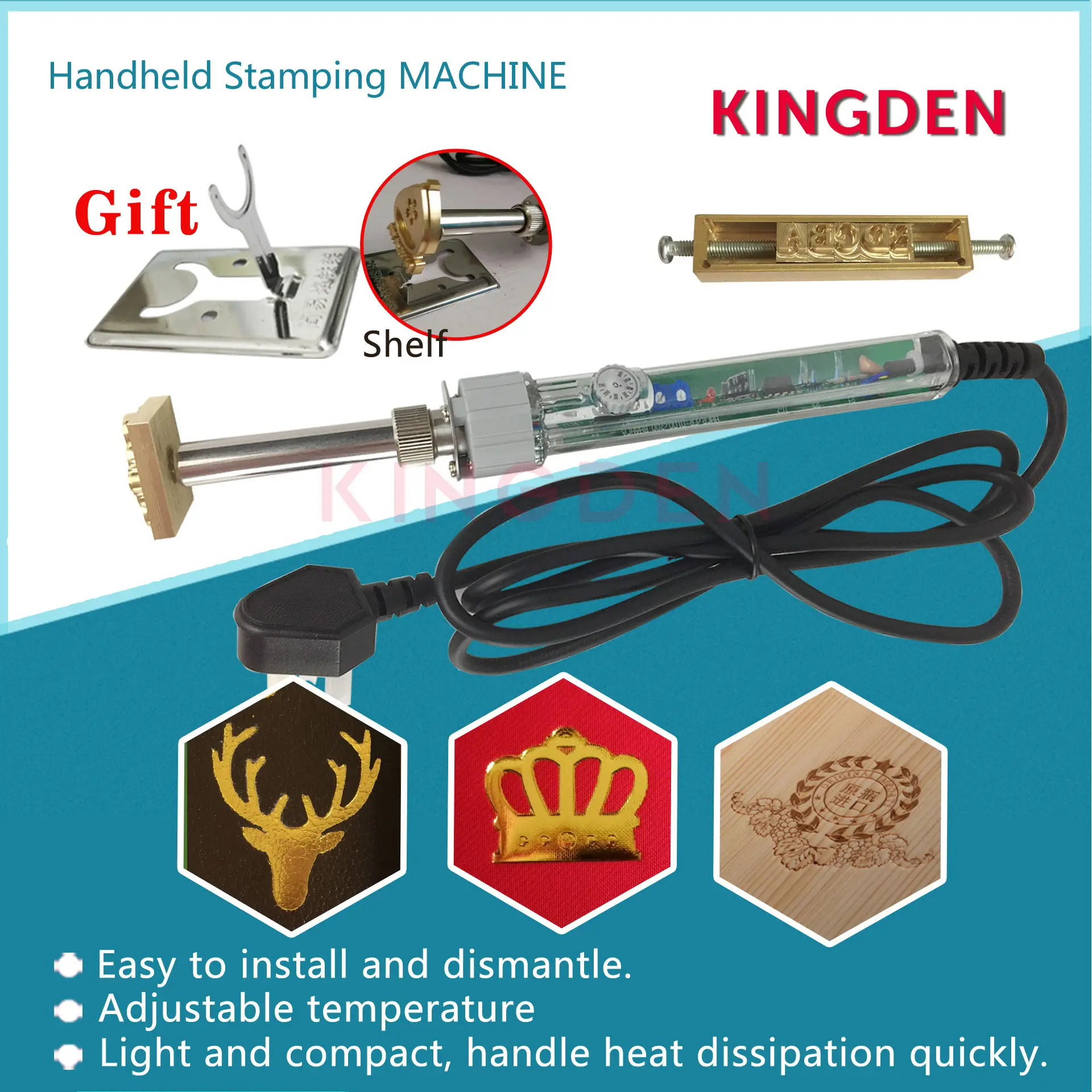 

KINGDEN Electrical Soldering Iron Hot Stamping Leather Printing LOGO Embossing Machine Wood Meat Cake Peel Paper Branding