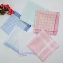5 шт. розовый клетчатый платок женский хлопок 100 дамские платки 28 см Карманный квадратный geweven mouchor femmes zakdoek hanky H21