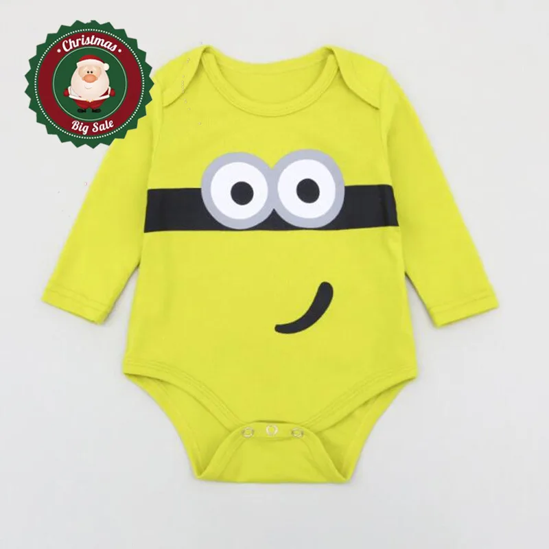 Newborn Baby Cotton Rompers Cartoon Minions Baby Boys Girls Long Sleeve