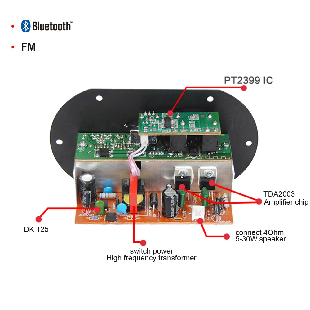 AOSHIKE усилитель сабвуфера 12 В 220 В 30 Вт двойной микрофон Bluetooth усилитель аудио доска автомобильный домашний кинотеатр звуковая система