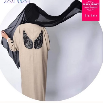 

Elegant adult Muslim Abaya Arab Turkish Singapore Wing printing Jilbab Dubai Muslims Women's cardigan Dress Islamic dress wj1962
