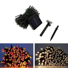 22 м 200 светодиодный Сказочный светильник на открытом воздухе, Рождество, водонепроницаемый Солнечный свет, наружное освещение для сада, лампа для свадьбы