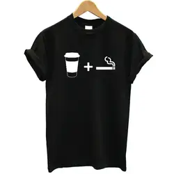 ONSEME coffee and Smoking печатная Футболка женская хлопковая футболка с коротким рукавом с круглым вырезом забавная женская футболка уличная