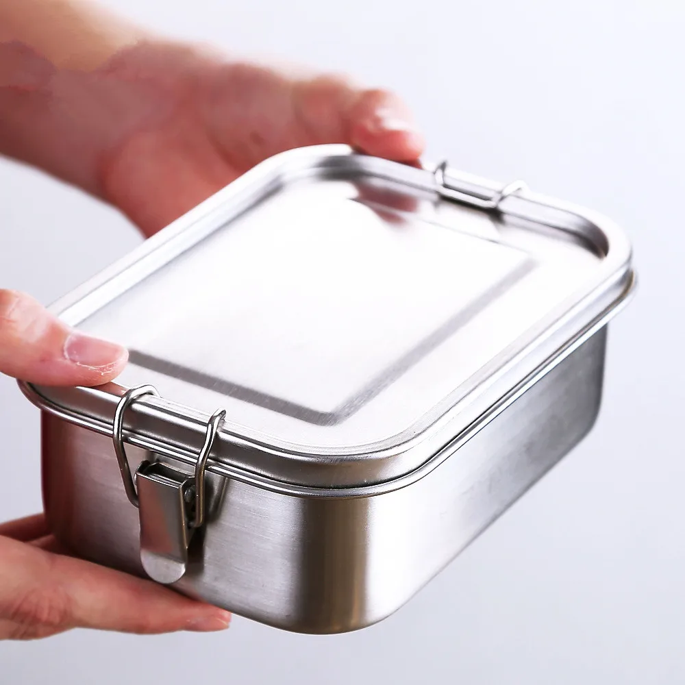 Stainless Steel Rectangular Food Storage Container with Removable Divider