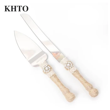 

KHTO Rustic Wedding Cake Knife and Server Set Wedding Cake Knife Serveing,Rustic Wedding Cake Knife Set for Partys Weddings