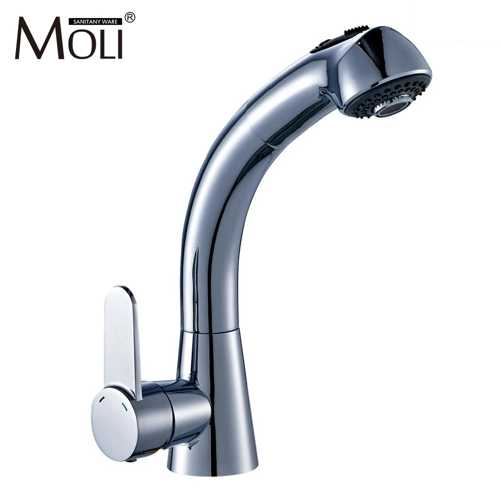 Us 60 0 20 Off Bathroom Sink Faucet Pull Out Kitchen Faucets 2 Type Spray Hot And Cold Water Mixer Tap Chrome Mlt605b In Kitchen Faucets From Home