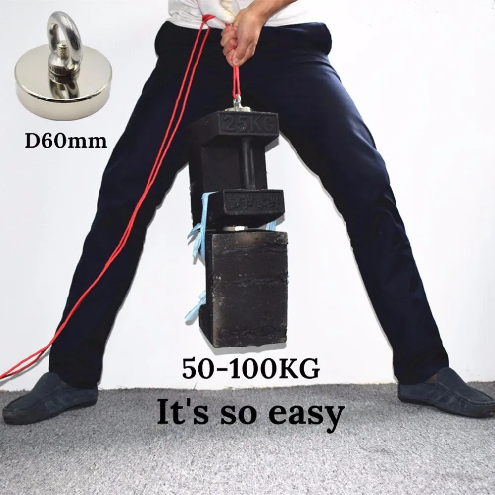 

25KG/14KG Silver KNdFeB Magnetic Hook Rings Magnet Metal Durable Treasure Hunting Fishing Strong Magnetic Sucker