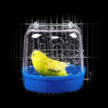 1Pc Plastic Bird Water Bath Box Bathtub Parrot For Parakeet Lovebird Finch Pet Cage Hanging Bowl Parakeet Birdbath 4