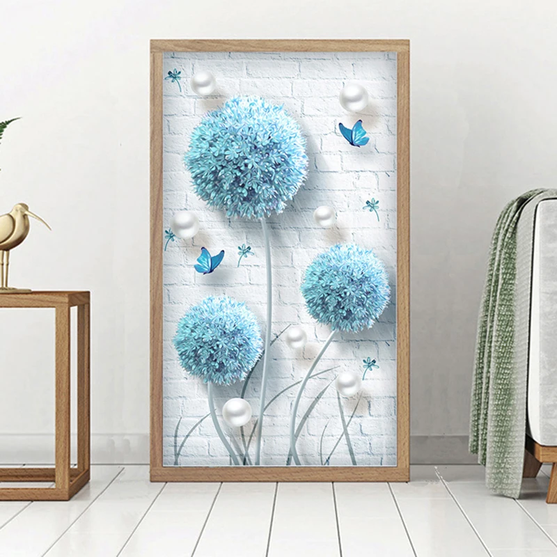 Youran DIY простой современный Алмазная вышивка Синий одуванчик бабочки Алмазная мозаика цветочный узор украшения дома картины