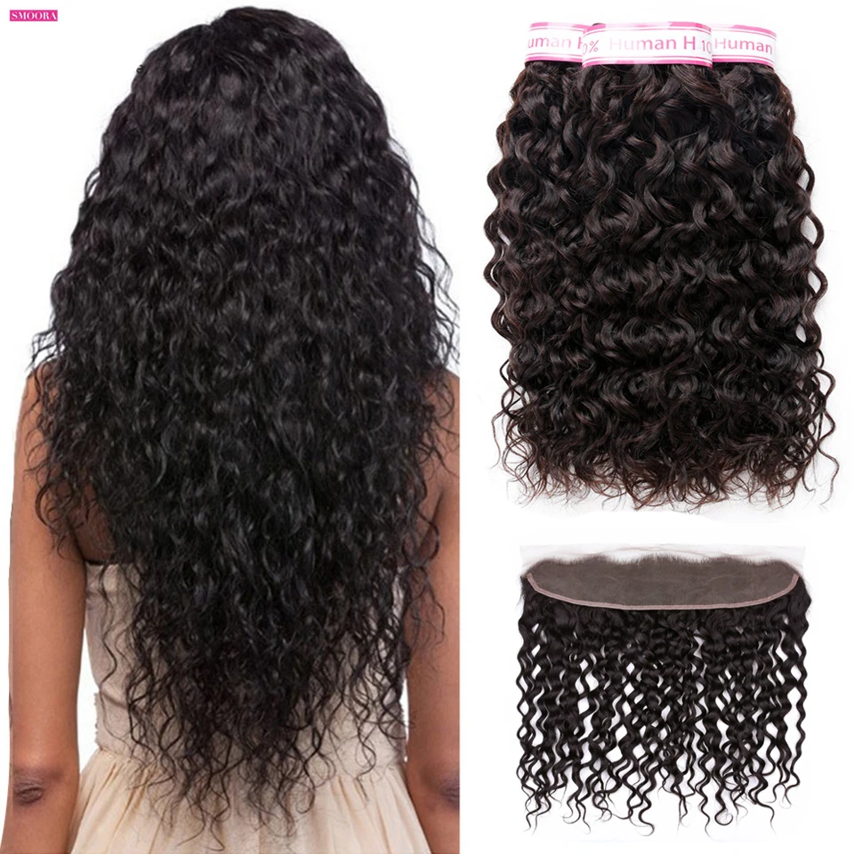 water wave bundle with frontal ear to ear closure