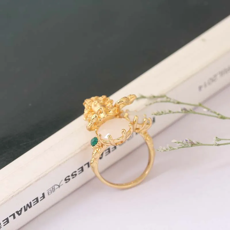 

France JUICY GRAPE Beautiful Du Sha Set Jewel Hatch Can Adjust Ring Woman Plating Gold