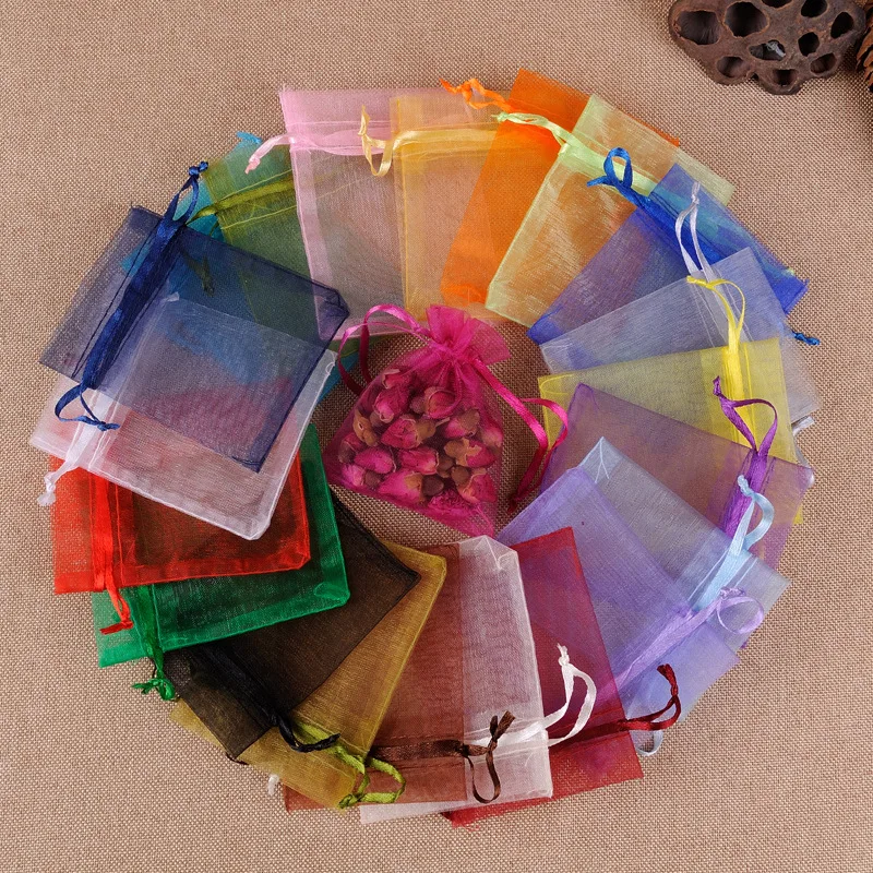 JHNBY 50pcs 7x9 9x12 10x15 13x18CM Organza Bag beads Jewelry Packaging Bags Wedding Party Decoration Drawable Bags Gift Pouches 100pcs lot 24 colors organza jewelry bags 7x9 9x12 10x15 13x18cm drawstring pouches for wedding candy gift bags jewelry packing