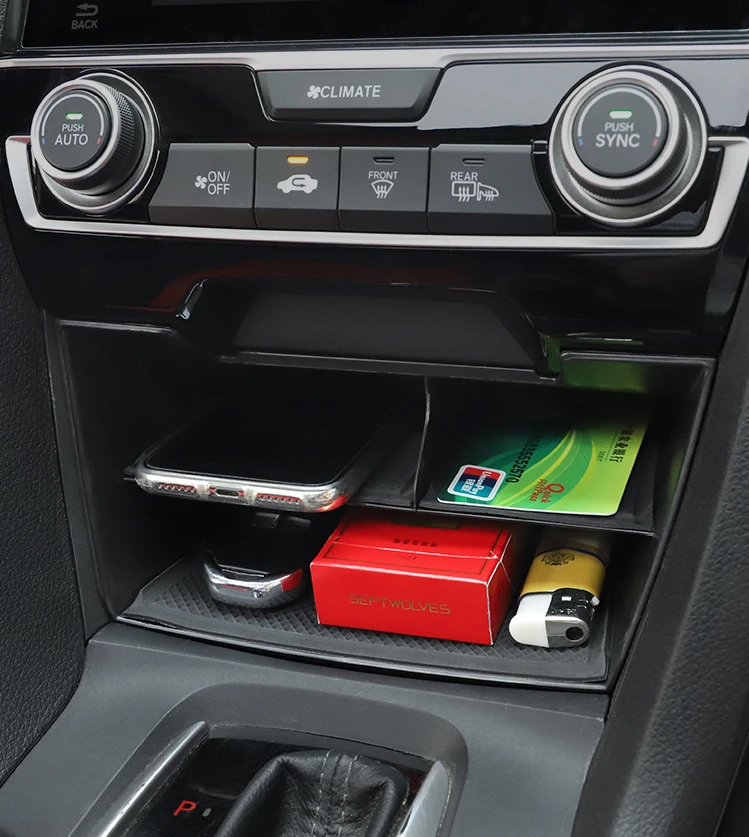

Car styling Car Central Control Multifunction Storage box Car Multi-grid Storage Box For Honda Civic 2016 2017 2018
