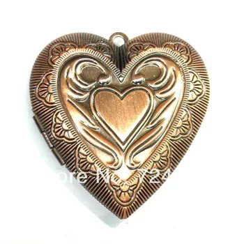 

Vintage Photo Locket Antique Copper Brushed heart Prayer Wish Box Photo Locket Frame Pendant Bulk Wholesale