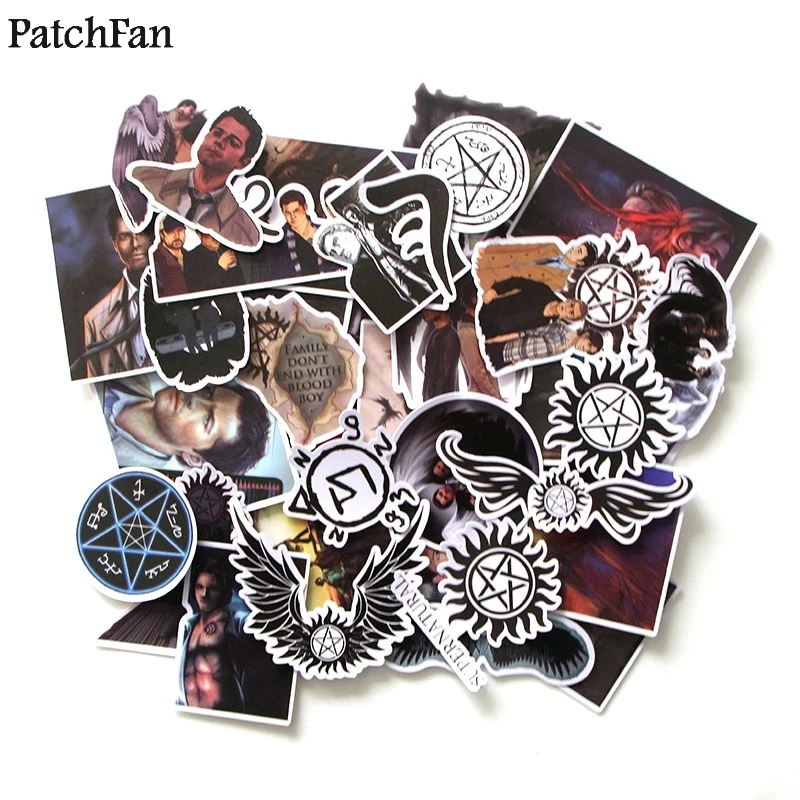 

12sets/lot Patchfan 37pcs Supernatural SPN runes Kids Toy Sticker for DIY scrapbooking Laptop Phone notebook decal Sticker A1771