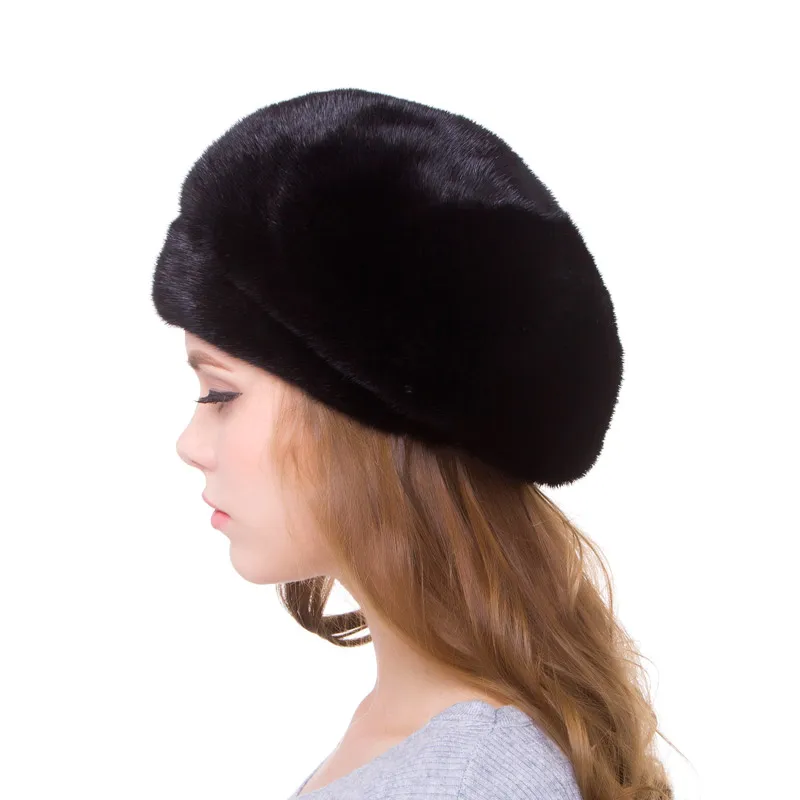 100%Natural Mink Fur Women's Hat Fashion Hat Women's Solid Cap Bomb Cap Women's Warm Earmuffs Discount Winter Hot DHY18-18