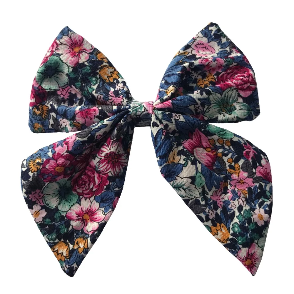 Cotton Linen Fabric Hair Bows Boutique Hair Clips Sailor Bow Barrettes Hairgrips Baby Girls Women Hair Accessories Headwear head accessories female