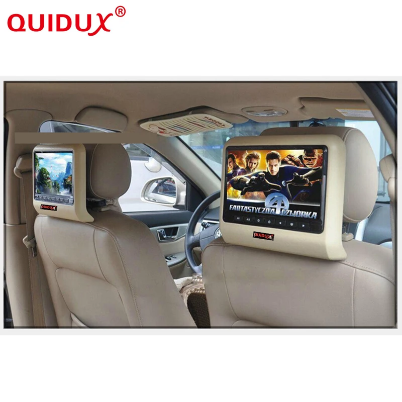 

QUIDUX 2PCS 10.1 inch HD LED Car Headrest Monitor DVD Player Built-in Speaker LED with USB/SD IR FM transmitter game pad disc