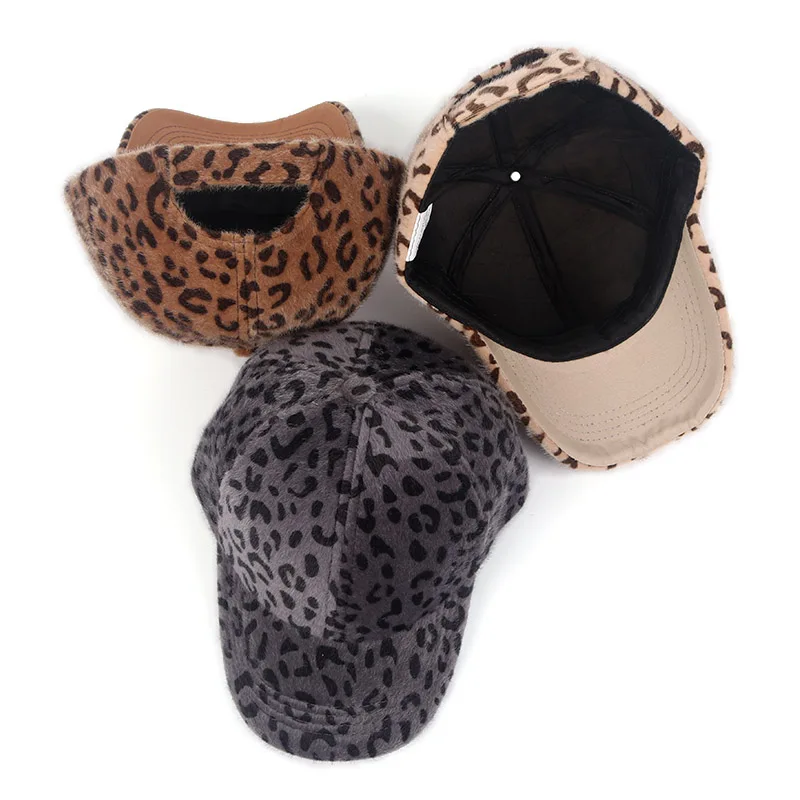 New Arrival Winter Baseball Cap Women Leopard print Wool Parent-child Caps child Snapback kids hat hip hop