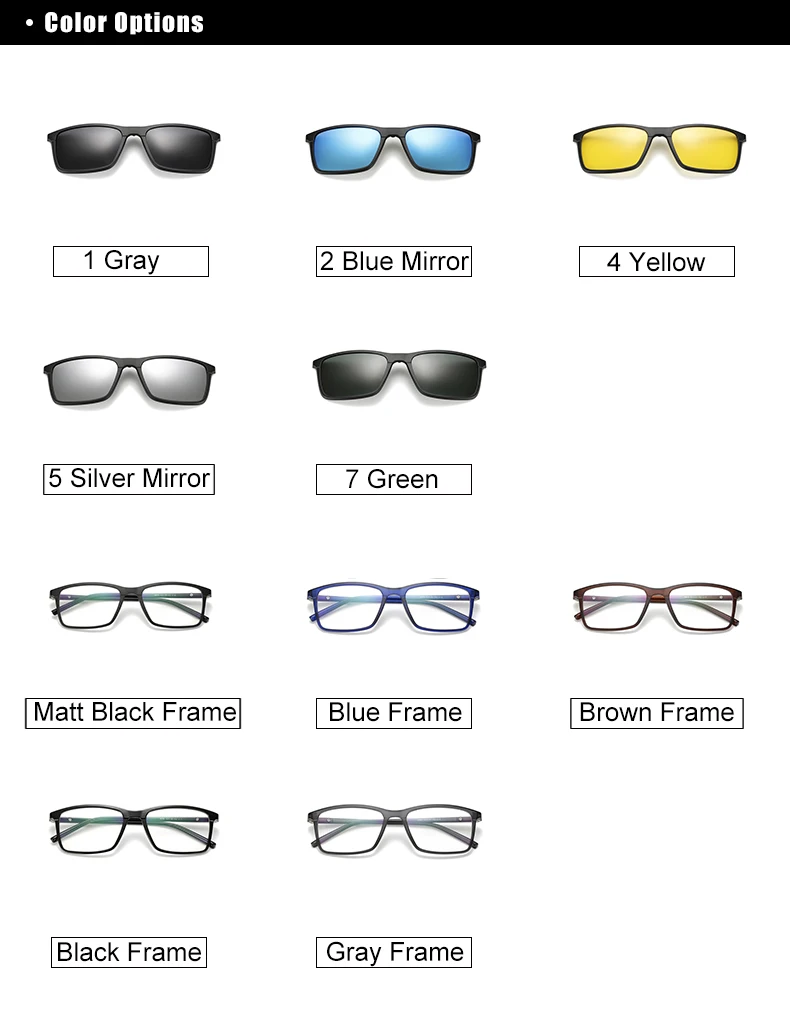 Ralferty, очки с мультилипом, оправа, на застежке, магнитные солнцезащитные очки для мужчин и женщин, поляризационные солнцезащитные очки, квадратные солнцезащитные очки по рецепту, A8806