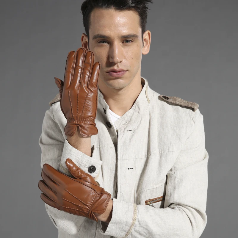 Мужские зимние перчатки Gours черные из натуральной козьей кожи GSM009 2019|genuine leather