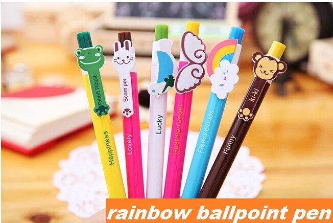 4 шт./лот шариковые ручки серии Rainbow animal Kawaii Канцелярские Новинка Офисные