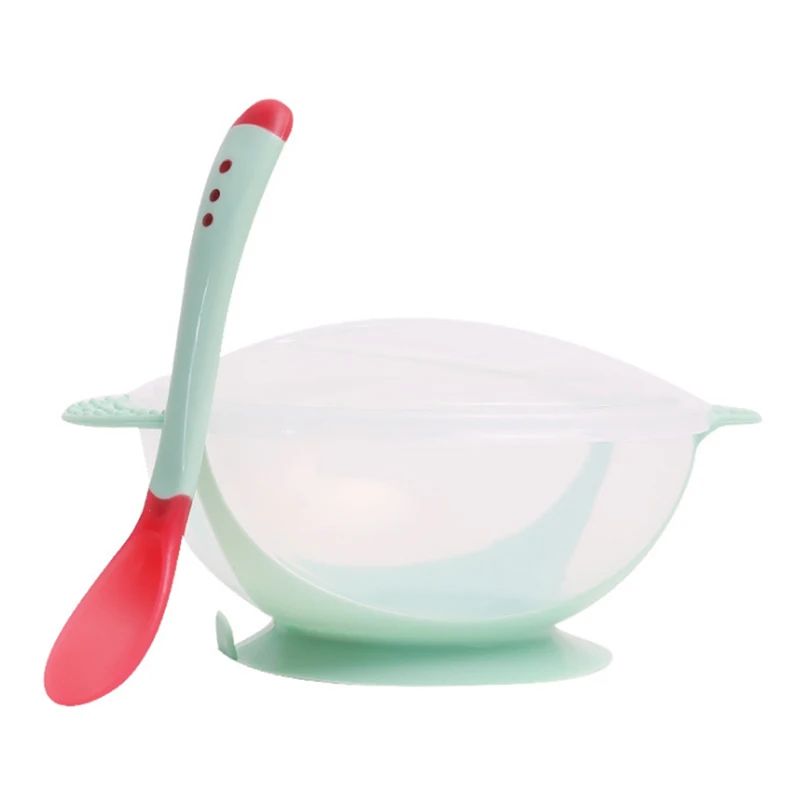 3Pcs/set Baby Tableware Dinnerware Suction Bowl With Temperature Sensing Spoon Baby Food Kids Safety Dinner Feeding Bowls Dishes 3Pcs/set Baby Tableware Dinnerware Suction Bowl With Temperature Sensing Spoon Baby Food Kids Safety Dinner Feeding Bowls Dishes
