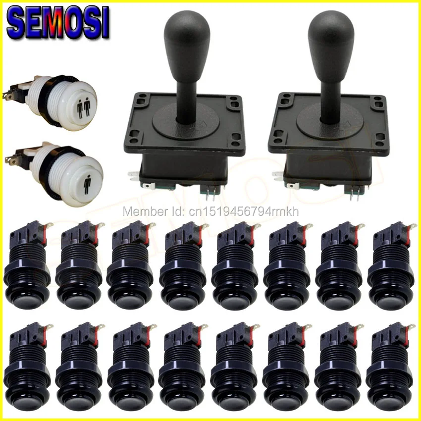 

HAPP Arcade Kit 2 PCS Joystick + 16 Push Buttons Set Kit with Micro Switch of Arcade Game Machine DIY
