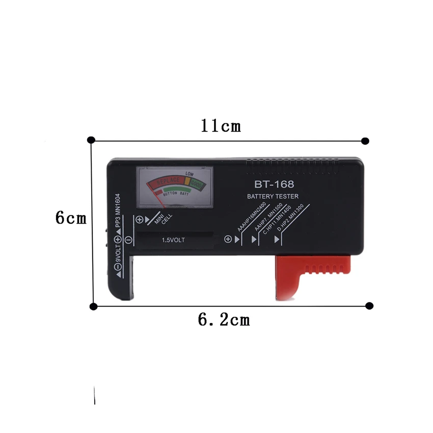 BT168 мультиразмерный вольтметр, измерительный инструмент, цифровой тестер батареи, универсальная электронная батарея, проверка для AA AAA 9 В, кнопочный элемент