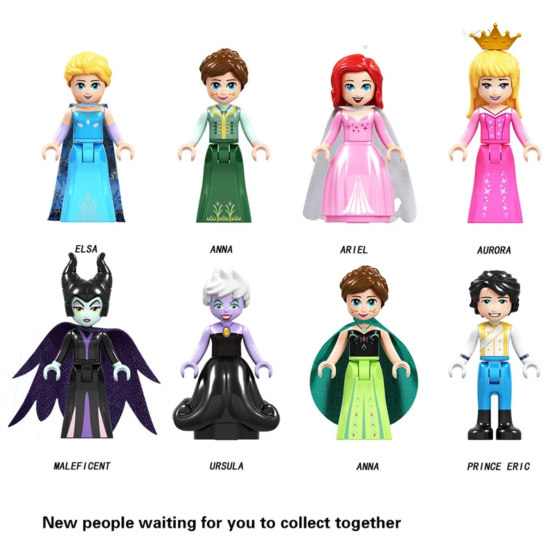 Princess Figures Friends Legoings Frozen Anna Elsa Mermaid Ariel Snow White Belle Aurora Building Blocks Bricks Toys Model Gift