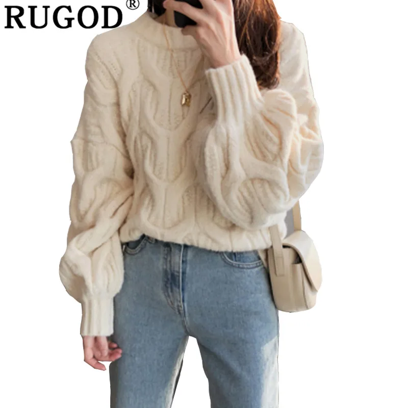 

RUOGD Vintage Fashion O-Neck Women Sweaters Long Sleeve Knitted Solid Casual Women Pullovers 2019 Thick Warm Winter Clothes