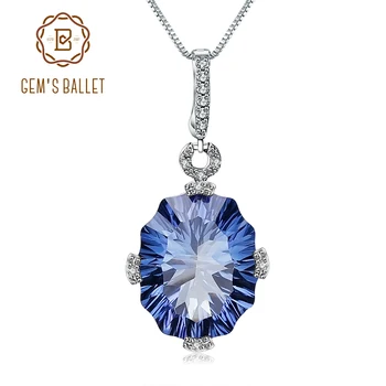 

Gem's Ballet 24.2ct Mystic Quartz-Iolite Blue Pendant Genuine 925 sterling silver Pendant Necklace Costume Fine Jewelry