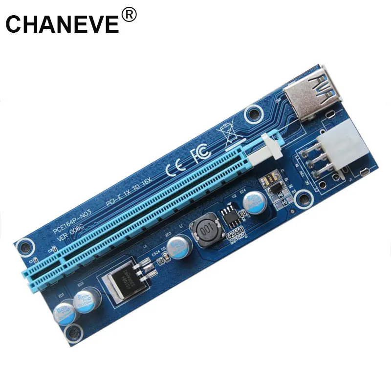 CHANEVE 006C PCIe 1x to 16x Express Riser Card Graphic pci-e riser Extender 60 см USB 3 0 кабель SATA до 6Pin питание для BTC