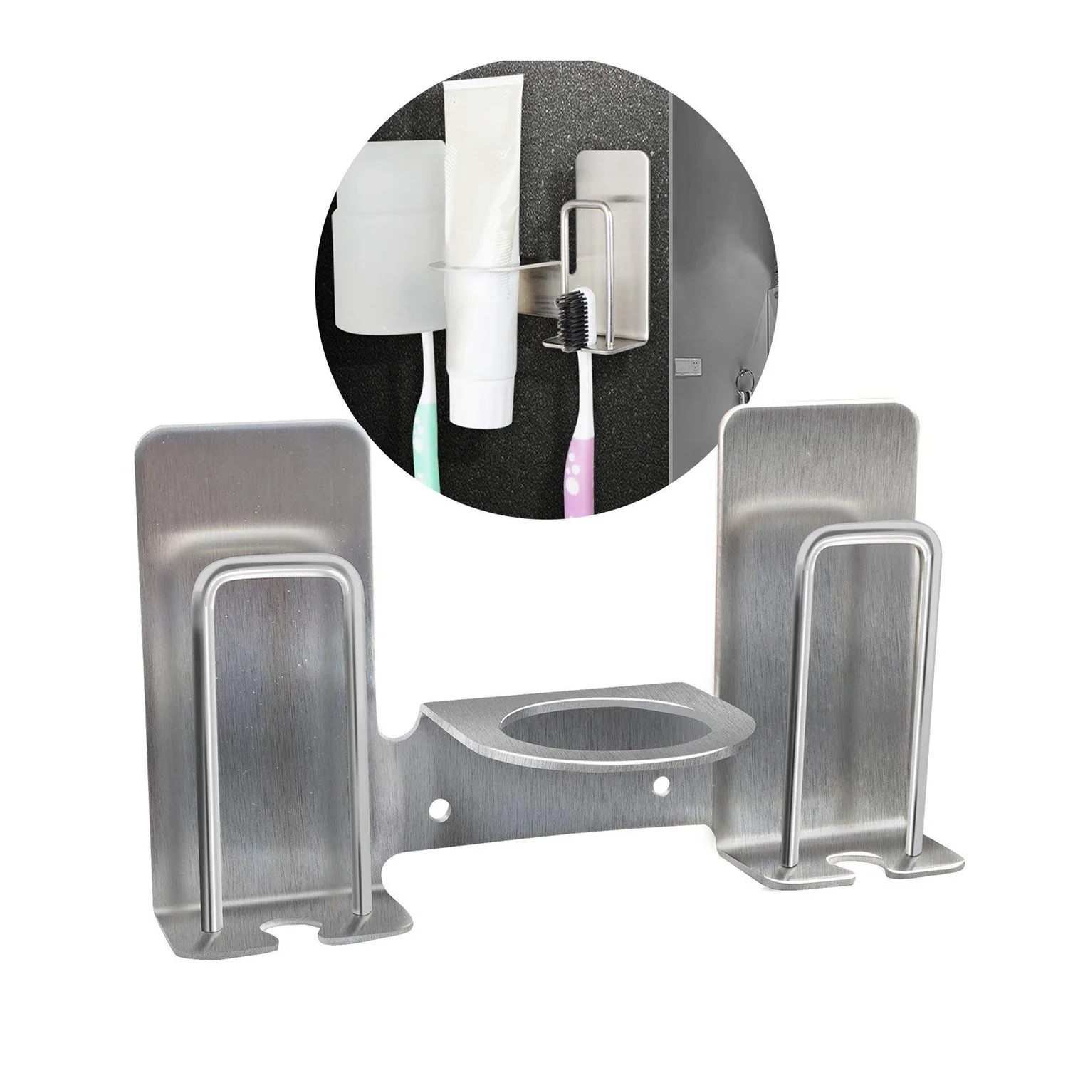 

Dental Toothpaste Holder Sanitary Ware Storage Couple Teeth Drawing 304 Stainless Steel Toothbrush Holder