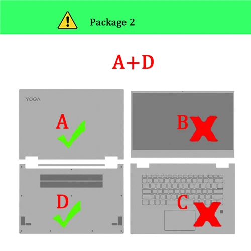 Ноутбук Стикеры для lenovo Йога 11 11S 710-14 710-15 720-12IKB 720-13 720-15 700-14 730-13IKB 730-15 Yoga 3 11/14 Тетрадь шкуры - Цвет: Package-2    A D