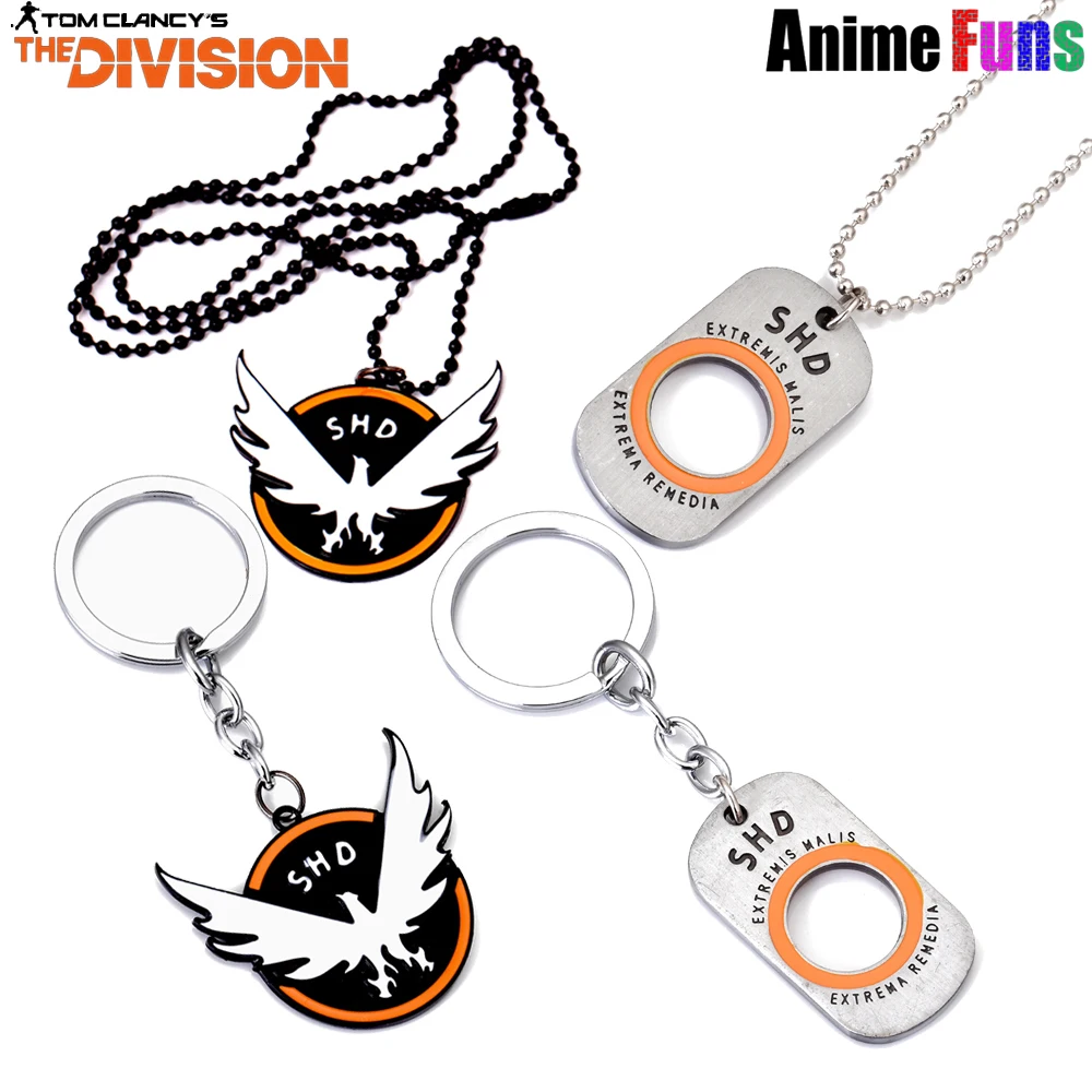 

Hot Game Tom Clancy's The Division Eagle Logo Choker Necklace SHD Letter Dog Tag Keyring Key Chain Charm Souvenir drop-shipping