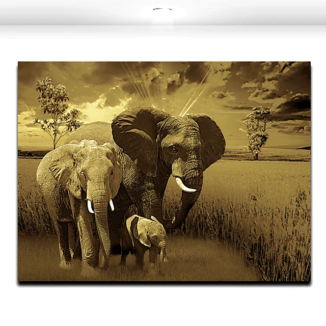 Buy Elephant Family Animal Painting Modern Artworks