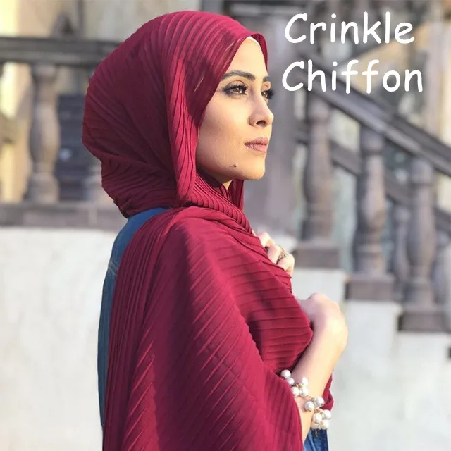 

S93 High quality crinkle chiffon hijab scarf wrap shawls chiffon hijab long wrap headband