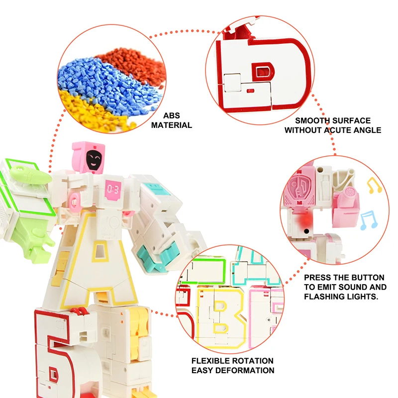 6 шт./компл. DIY Трансформация Робот Модель русская буква деформация робот Сборка игрушки для мальчика Детская игрушка-Паззл>