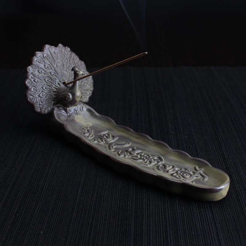 New Incense Burner Ceramic Kiln Glazed Peacock Open Screen Incense Burner  landscaping Furniture Office Accessories