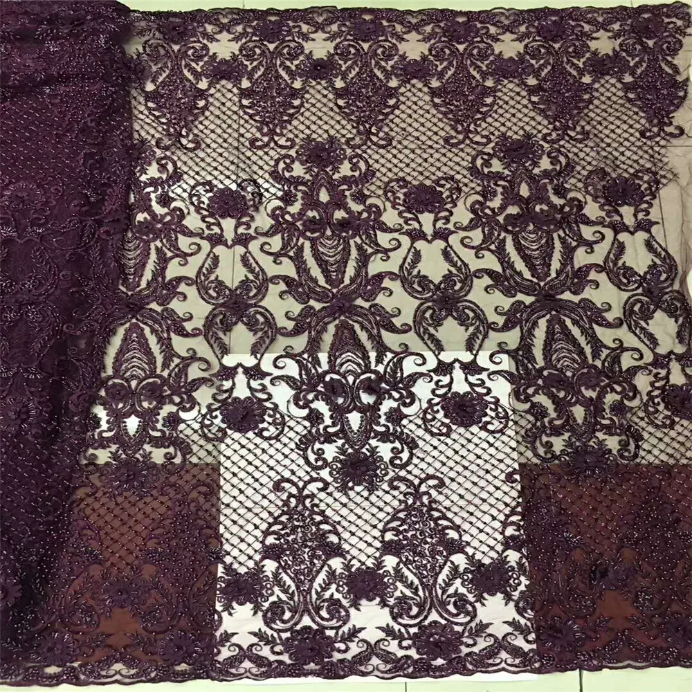 

New Nigeria Lace Fabric 2018 High Quality Lace 3D Embroidered French Beaded Tulle Lace Hot Sale French African Lace Fabric F480