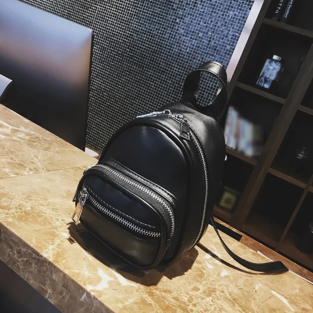 

2019 Women Girls Pure Color Waterproof PU Leather Backpacks Schoolbag Crossbody Bag Backpack Travel Shoulder Chest Bags M10 MA13